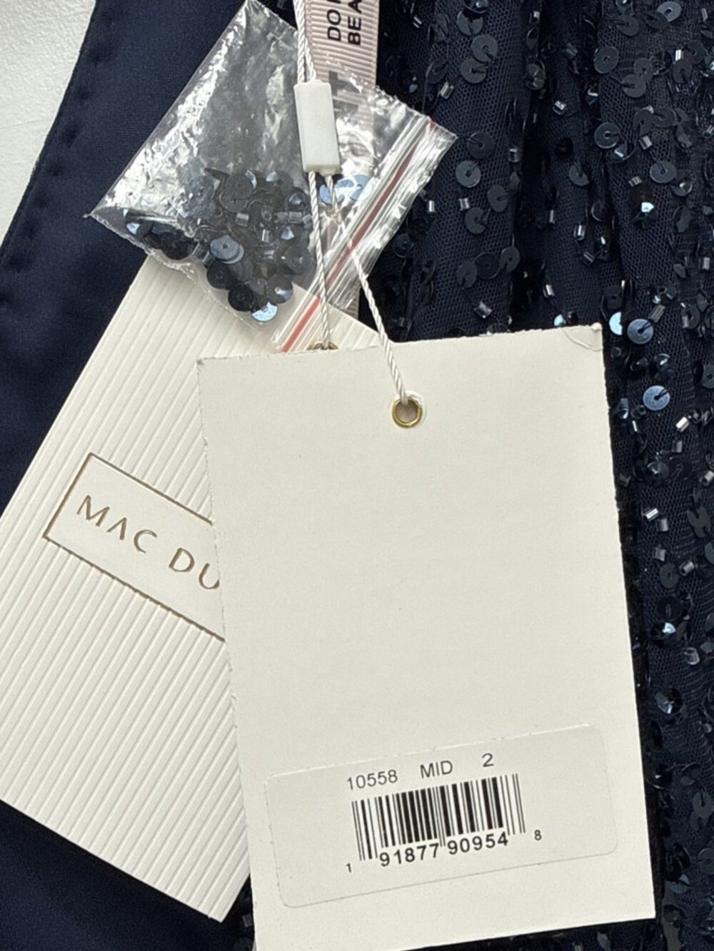 Mac Duggal Size 2 Navy 10558 Sequined Wrap Bow Cocktail Midi Long Sleeve Dress - Picture 11 of 12